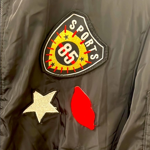 Forever 21 Black Bomber Jacket with Patches - Picture 3 of 9
